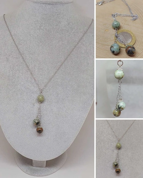 Afrika Turkuazı Taşı Zincirli Kolye (8984) ürün görseli 1