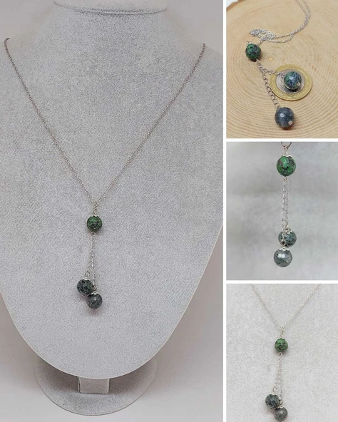 Anyolit (Rubizoit-Rubyzoisit) Taşı Zincirli Kolye (24065) ürün görseli