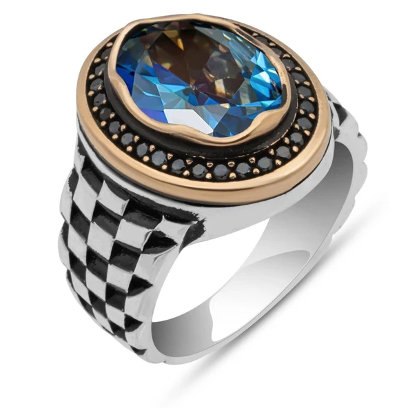 Mistik Topaz Taşlı Kordon Model 925 Gümüş Yüzük - Resim 2