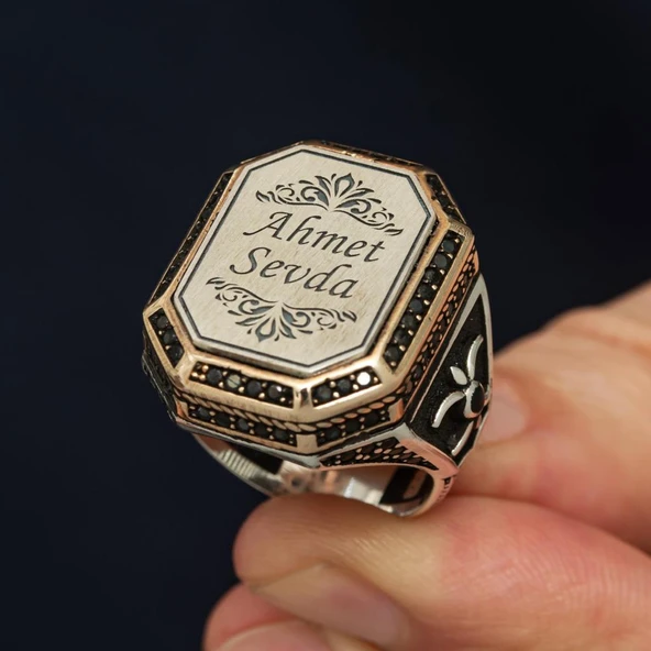 Kişiye Özel İsimli 925 Gümüş Yüzük - Resim 6