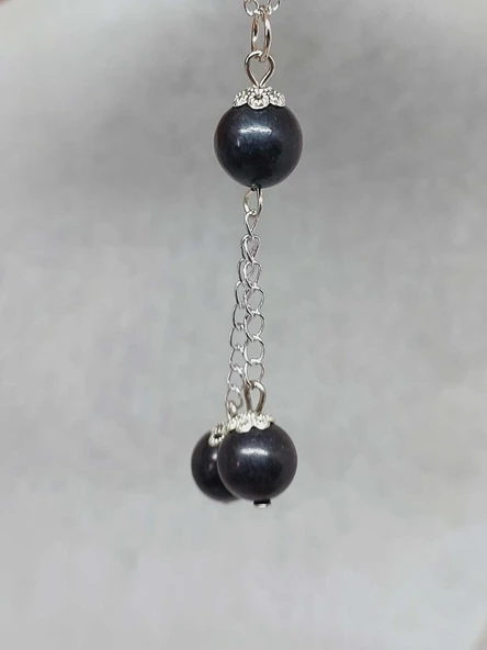 Shungite (Şungit) Taşı Zincirli Kolye (42135) - Resim 4