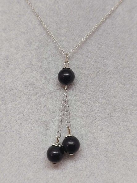 Shungite (Şungit) Taşı Zincirli Kolye (42135) - Resim 5