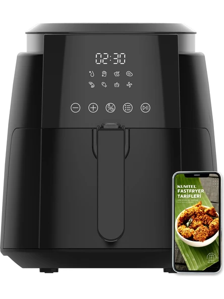 Kumtel Digital Fastfryer  Airfryer 5.5 lt Yağsız Fritöz  1500 W Siyah Haf-02 - 4