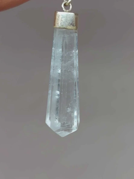 Akuamarin Taşı 925 Ayar Gümüş Aparatlı Kolye Ucu (55758) - Resim 4