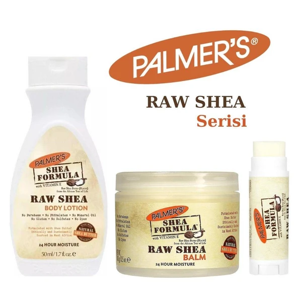 Palmer's Shea Formula Raw Shea Body Lotion+Balm+Lip Balm 3'lü Raw Shea Serisi