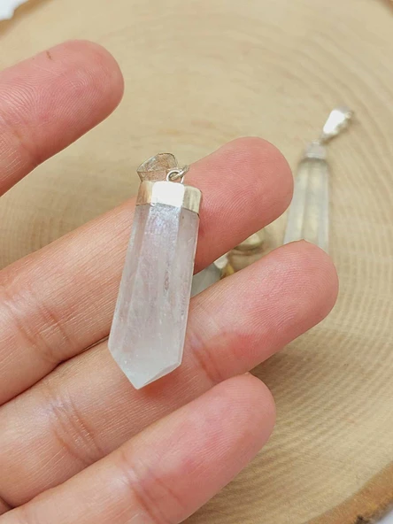 Akuamarin Taşı 925 Ayar Gümüş Aparatlı Kolye Ucu (55758) - Resim 6