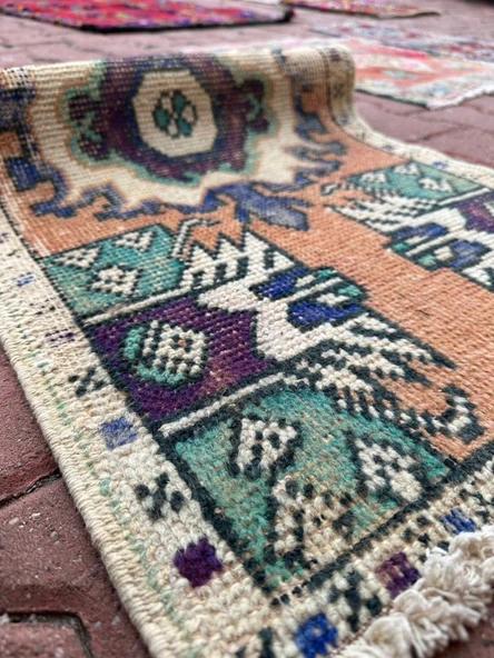 49 x 90 cm El Yapımı Küçük Vintage Kilim, Türk Yöresel Halısı, Yatak Odası & Oturma Odası Dekoru - 2