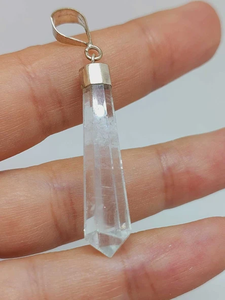 Akuamarin Taşı 925 Ayar Gümüş Aparatlı Kolye Ucu (55758) - Resim 9