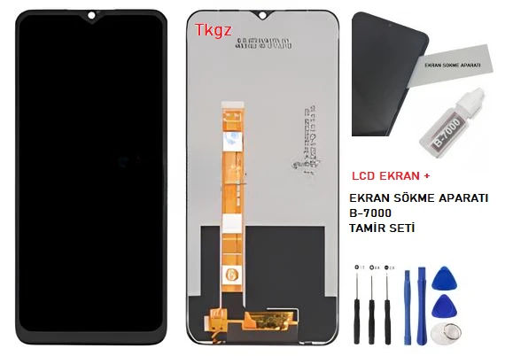 Oppo Realme 5İ Uyumlu Lcd Ekran Dokunmatik SERVİS Orijinali + B-7000 + TAMİR SETİ