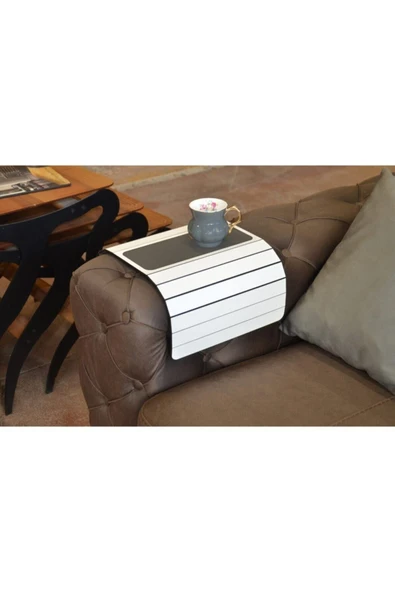 ARKITEKT EX Beyaz Ahşap Katlanır Portatif Yan Sehpa - 2