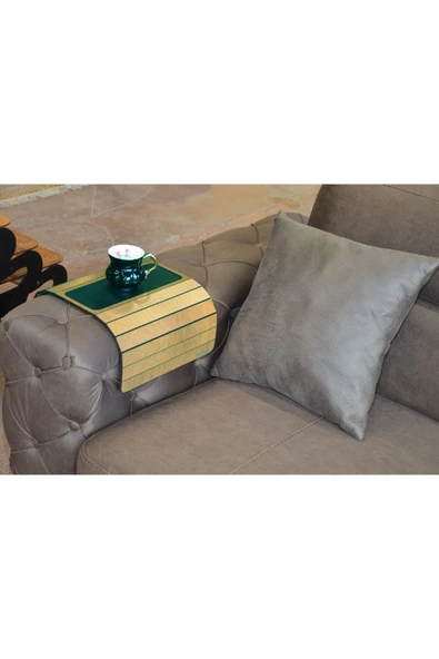 ARKITEKT EX Ahşap Katlanır Portatif Yan Sehpa Kaydırmaz Deri Yüzeyli Xl 50cmx27.8cm Meşe Renk Orta Siyah Deri - 4