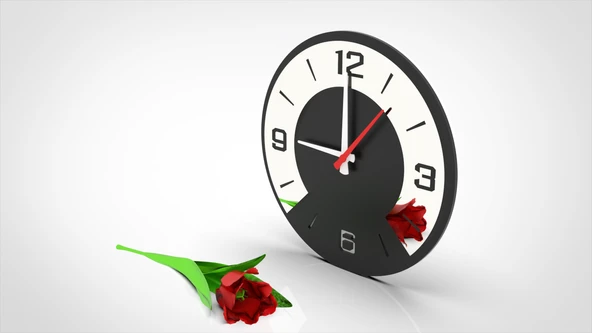 Dekoratif Aynalı Duvar Saati - Gümüş-Siyah - 2