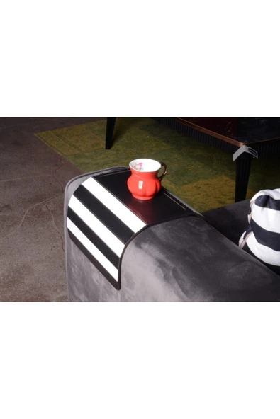 ARKITEKT EX Ahşap Katlanır Portatif Yan Sehpa Kaydırmaz Deri Yüzeyli Xl 50cmx27.8cm - 6