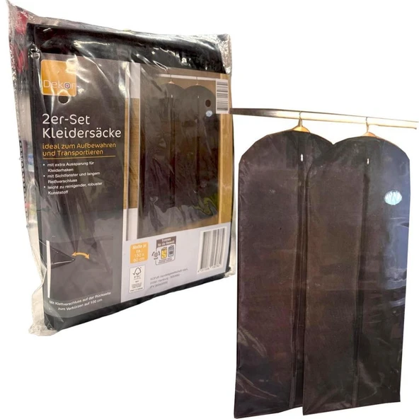 2'li Set Giysi Torbaları, Saklama ve Taşıma İçin İdeal, 150 x 60 cm - Resim 2