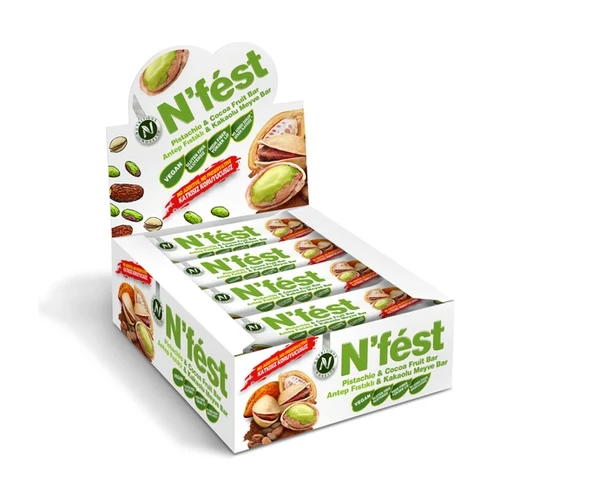 N'fest Meyve Bar Antep Fıstıklı ve Kakaolu 40g x 12 Adet