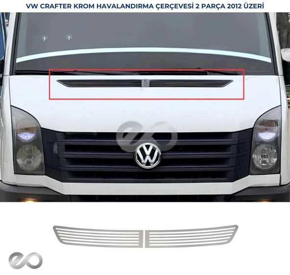Vw Crafter Krom Kaput Havalandırma Çerçeve 2 Parça 2012-2017 Arası P.Çelik - Resim 5