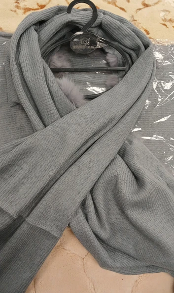 Angora Ponponlu Şal 60x180 - Gri