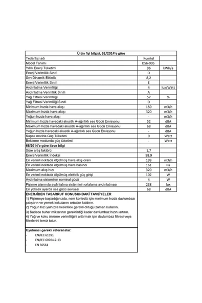 KUMTEL DS6-905A Sürgülü  Yüksek Emiş Güçlü Aspiratör -   Beyaz - 2