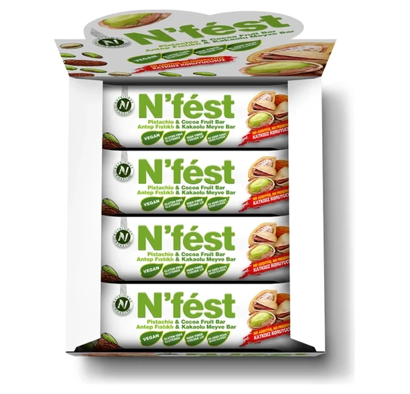 N'fest Meyve Bar Antep Fıstıklı ve Kakaolu 40g x 12 Adet - 2