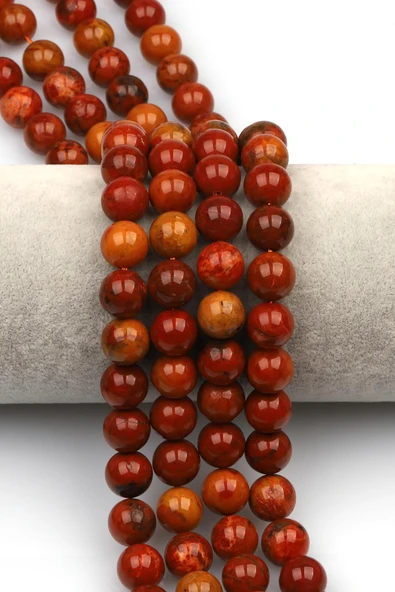 Ateş Akik-Fire Agate Doğaltaş Dizi 10 mm Küre Kesim - 1