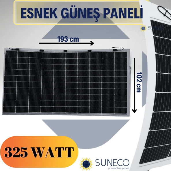 Suneco 325 Watt Yarı Esnek Güneş Paneli Half Cut Monokristal Solar Güneş Paneli Karavan Tekne