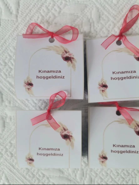 Özel Tasarım Hazır Paketlenmiş Kınamıza Hoşgeldiniz Yazılı Hediyelik Dağıtmalık Kına 50 Adet - Resim 5