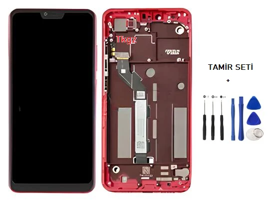 Xiaomi Mİ 8 LİTE Uyumlu Lcd Ekran Dokunmatik SERVİS Orijinali ÇITALI KIRMIZI + TAMİR SETİ