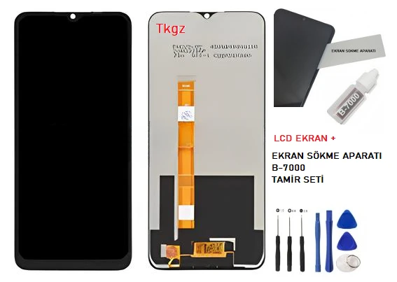 Oppo A15S Uyumlu Lcd Ekran Dokunmatik SERVİS Orijinali + B-7000 + TAMİR SETİ