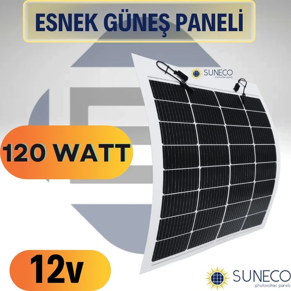 Suneco 120 Watt Yarı Esnek Güneş Paneli Half Cut Monokristal Solar Güneş Paneli 12VOLT Karavan