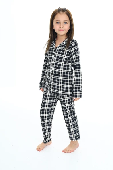 Kız Çocuk Ekose Pijama Takımı 3-16 Yaş 12156 - 4
