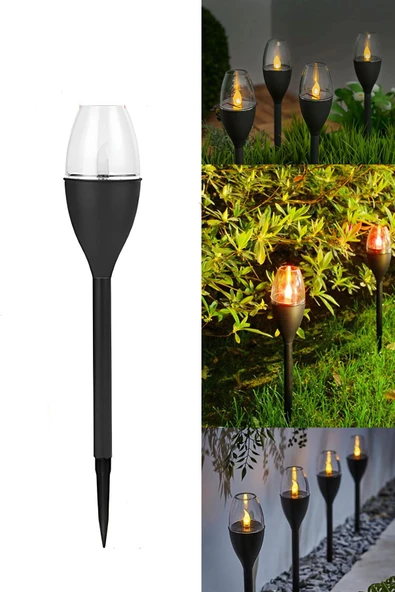 Güneş Enerjili Bahçe Aydınlatması – Alev Efekti Solar Lamba, Yürüyüş Yolu ve Dekoratif Dış Mekan Işığı