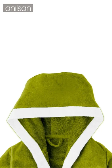 Yeşil Ve Beyaz %100 Pamuklu Çocuk Bornozu - 2-4 Yaş - Yumuşak, Nefes Alabilir, Doğal Kumaş - 4