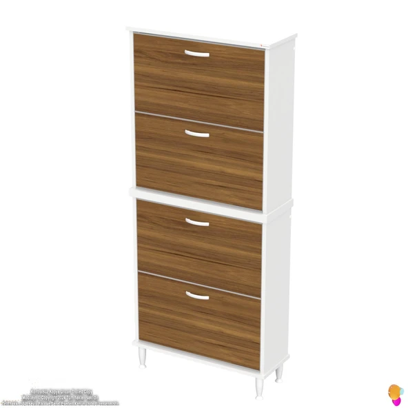 Modilayn UMAY' 2 Li Kapı Önü 72 x 168 x 25, 5 cm’ lik 4 Düşer Kapak 8 Göz Bölmeli Ayakkabılık - 6