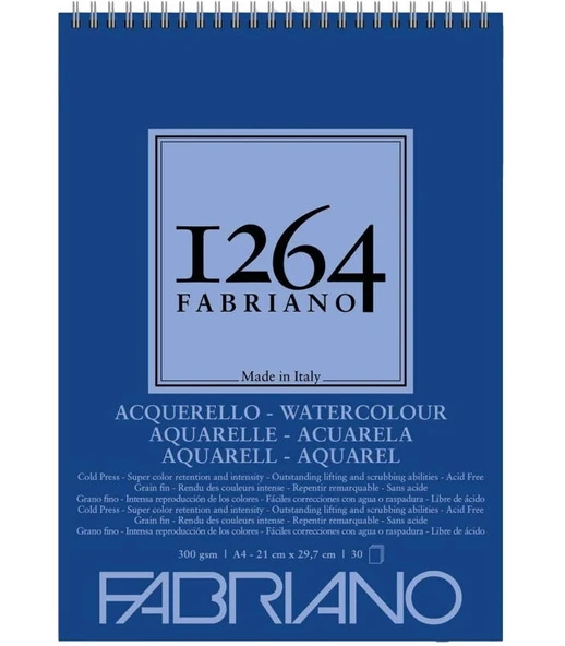 Fabriano 1264 Sulu Boya Defteri A4 Spiralli 300 g 30 Yaprak