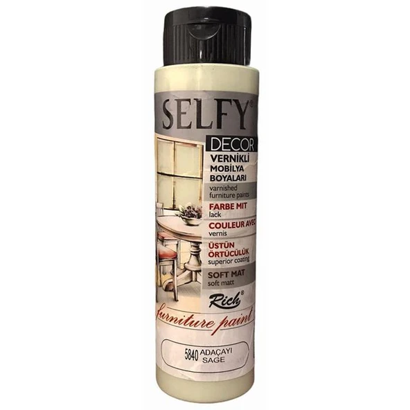 Rich Selfy Decor Vernikli Mobilya Boyası 500 cc Adaçayı ürün görseli 1