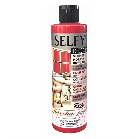 Rich Selfy Decor Vernikli Mobilya Boyası 240 cc İtalyan Kırmızı ürün görseli 1