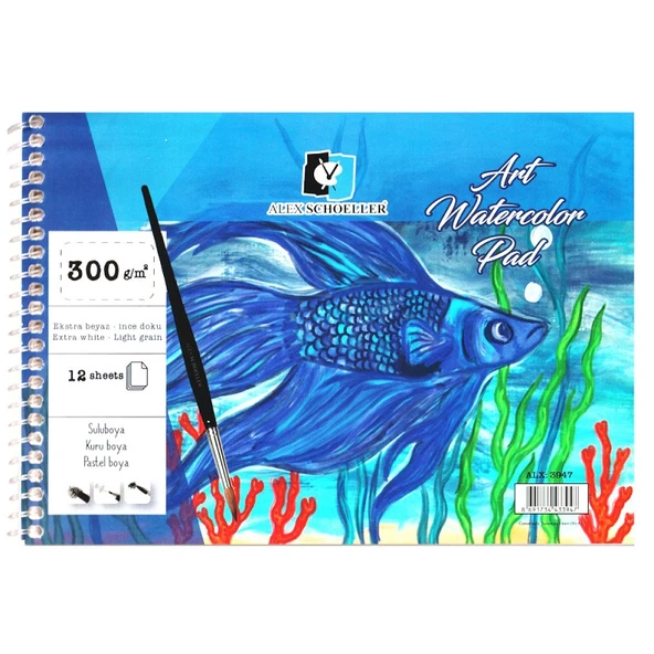 Alex Schoeller Art Watercolour Pad A5 Spiralli Suluboya Defteri 300 gr 12 yp ürün görseli 1