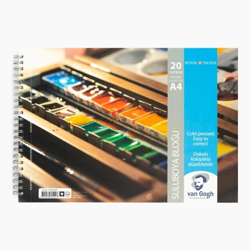 Van Gogh Spiralli Sulu Boya Bloğu A4 20 Yaprak 300 gr ürün görseli 1