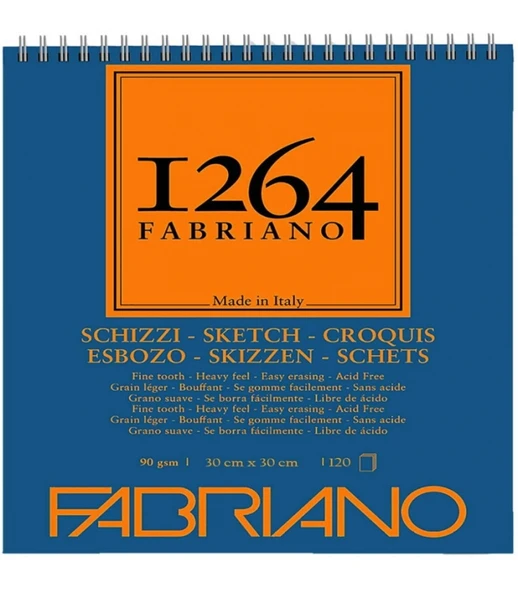 Fabriano 1264 Üstten Spiralli Eskiz Defteri 90 g 30x30 cm 120 Yaprak