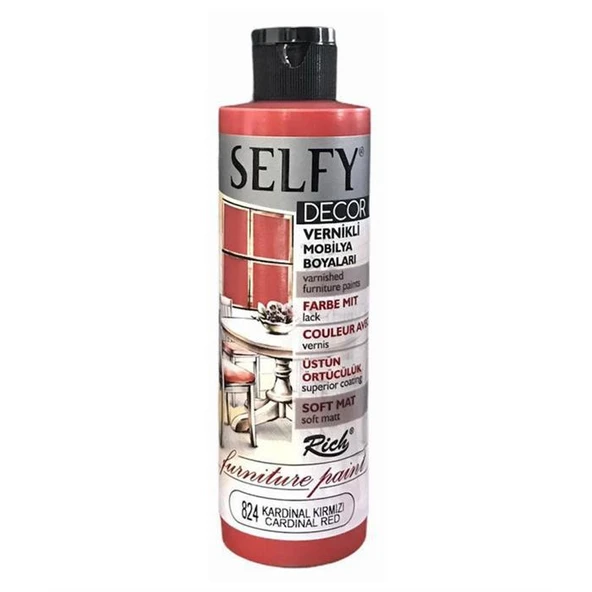 Rich Selfy Decor Vernikli Mobilya Boyası 240 cc Kardinal Kırmızı ürün görseli 1