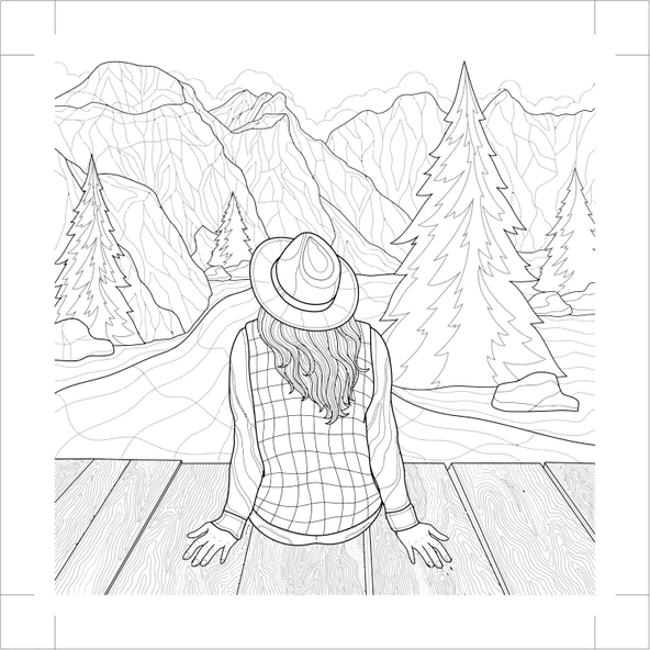 Art Tuval Mandala Oturan Kız Tuval 40x40 cm ürün görseli