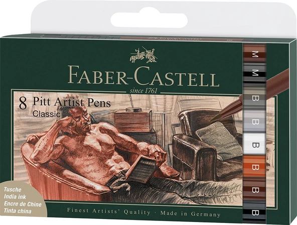 Faber-Castell Pitt Artist Pen Fırça Uç 8'li, Klasik 167172