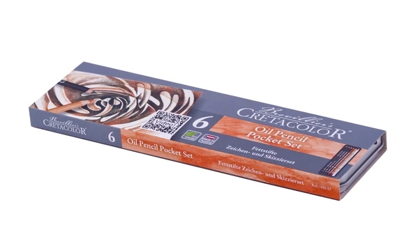 Cretacolor Oil Pencil Pocket Set Yağlı Çizim Kalemleri 6'lı Metal Kutu (400 07)