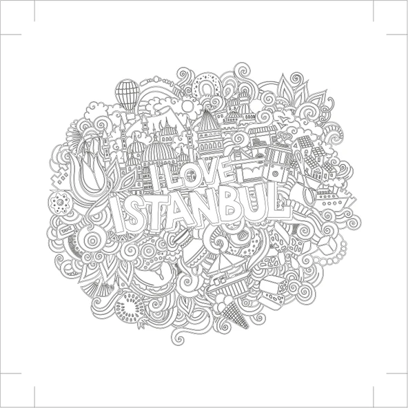 Art Tuval Mandala I Love İstanbul Tuval 40x40 cm ürün görseli