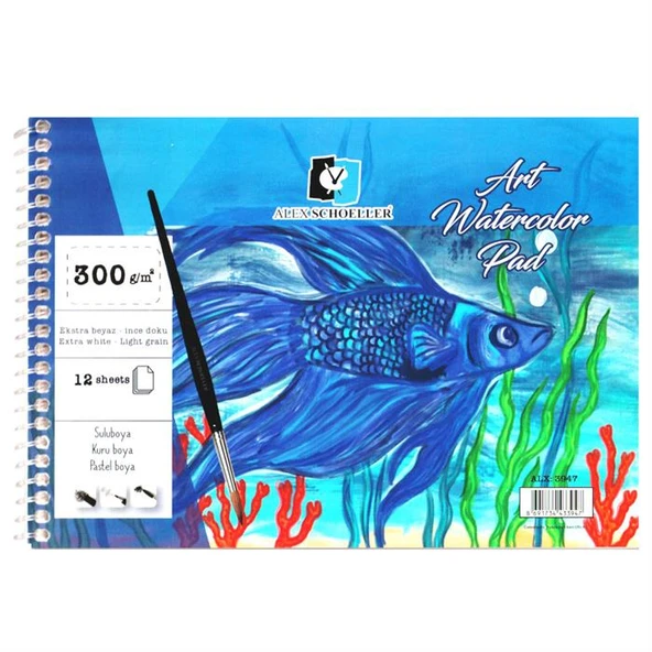 Alex Schoeller Sulu Boya Blok Spiralli 300 g A4 12 Yaprak ürün görseli 1