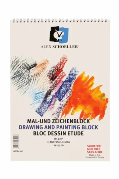 Alex Schoeller 165 gr. Dokulu Resim Defteri 25x35 cm. 15 Sayfa - Resim 3