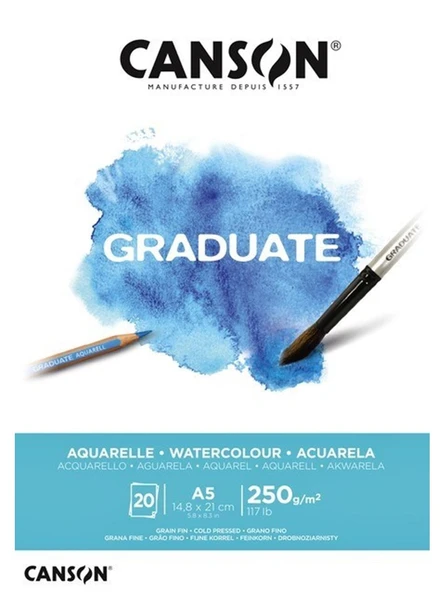 Canson Graduate Sulu Boya Blok A5 250 g 20 Yaprak