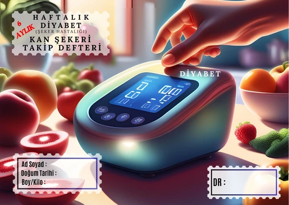 Diyabet Ölçüm Takip Çizelgesi Defteri A Kalite Özel Tasarım 6 Aylık A6 Boyut Yüksek Motiveli