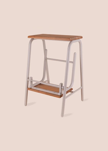 The Mia Ahşap 2 Basamaklı Tabure Merdiven Gri - Resim 6