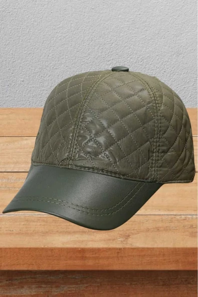 Kapitone Vegan Deri Su Geçirmez Kışlık Beyzbol Kep Ayarlanabilir Unisex Şapka Siyah - 4